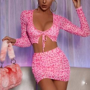 Pink heart skirt set